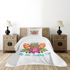 Words Hibiscus Bedspread Set