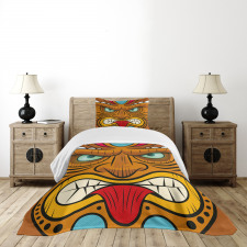 Angry Face Totem Bedspread Set
