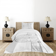 Sloth Outline Ornaments Bedspread Set