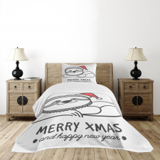 Sloth Christmas Hat Bedspread Set