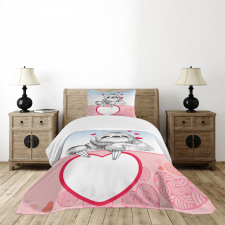 Romantic Sloth in Love Bedspread Set