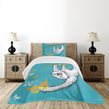 Sketchy Sloth Butterflies Bedspread Set