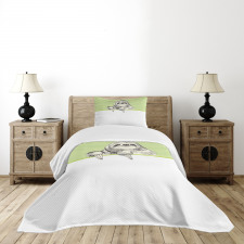 Idle Sloth Abstract Green Bedspread Set
