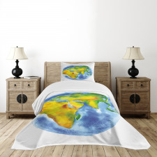 Globe of Earth Watercolors Bedspread Set