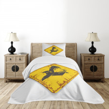 Caution Sgn Sharp Teeth Bedspread Set