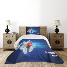 Strike Red Ball Pins Bedspread Set