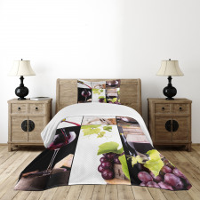 Themed Bottle Wineglass Bedspread Set