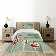 Grunge Retro Wine Pouring Bedspread Set