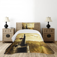 Red Wine Themed Vineyard Bedspread Set