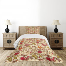 Fall Themed Mixed Pattern Bedspread Set