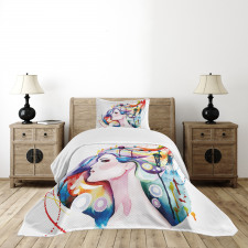 Grunge Young Woman Bedspread Set