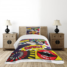 Comic Book Pattern Bedspread Set