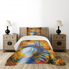 Autumn Forest with Bridge Bedspread Set