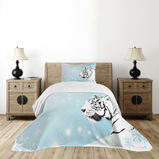 White Beast on Snowy Land Bedspread Set