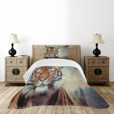 Large Calm Wild Cat Blur Bedspread Set