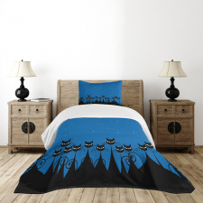 Black Cats Starry Sky Bedspread Set