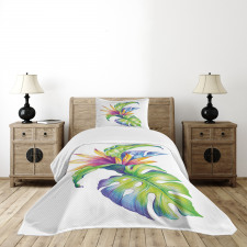 Abstract Colored Leaves Bedspread Set