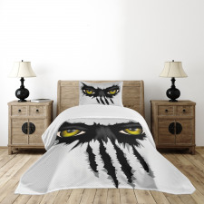 Evil Eyes Black Cat Danger Bedspread Set