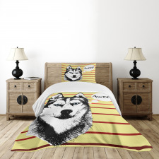 Husky Portrait Bedspread Set