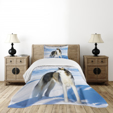 Husky on Snow Bedspread Set