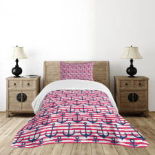 Blue Anchors Bedspread Set