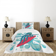 Surfer Octopus Bedspread Set