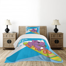 Cartoon Bulldog Bedspread Set