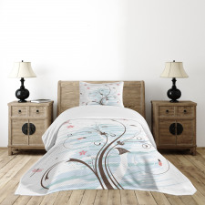 Grunge Flower Buds Bedspread Set