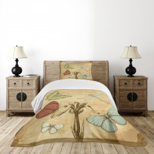 Retro Butterflies Art Bedspread Set