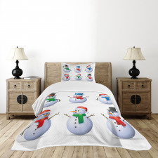 Snowmen with Hats Bedspread Set