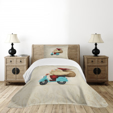 Santa on Motorcycle Bedspread Set