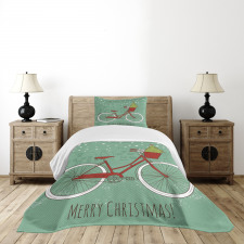 Retro Bike Xmas Trees Bedspread Set