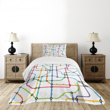 Colorful Lines Metro Scheme Bedspread Set