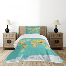 World Geography Continents Bedspread Set