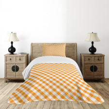 Orange Gingham Tile Bedspread Set