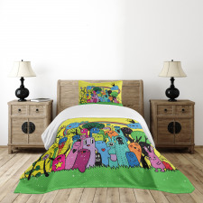 Hand Drawn Crazy Doodle Bedspread Set