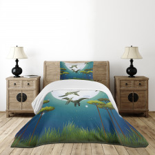 Flying Cartoon Animals Bedspread Set