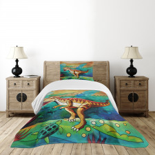 Colorful Velociraptor Bedspread Set