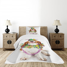 Happy Dog Jester Hat Bedspread Set