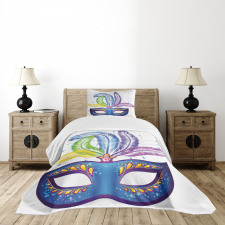 Blue Venetian Mask Bedspread Set