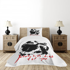 Grunge Black and White Bedspread Set
