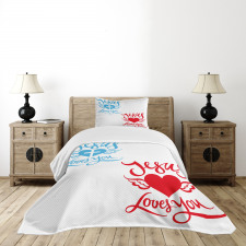 He Loves You Calligraphy Bedspread Set