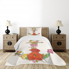 Spring Flowers Blooming Bedspread Set