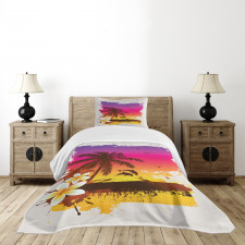 Tropical Beach Sunset Bedspread Set