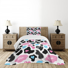 Cow Hide Heart Bedspread Set