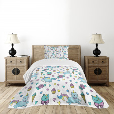 Hearts Stars Floral Bedspread Set