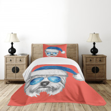 Blue Santa Hat Funny Bedspread Set