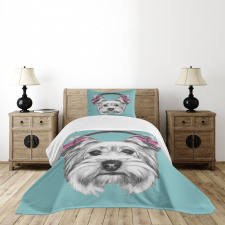 Headphones Music Dog Bedspread Set