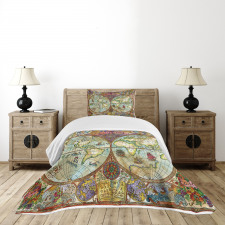 Vintage World Map Bedspread Set