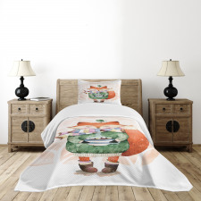 Fox Coffee Bird Bedspread Set